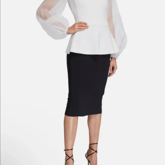 NWT Chiara Boni White & Black Peplum Dress 8